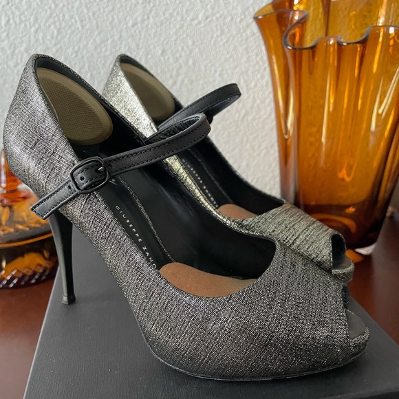 Giuseppe Zanotti Pewter Peep Toe Heels - Picture 12 of 13